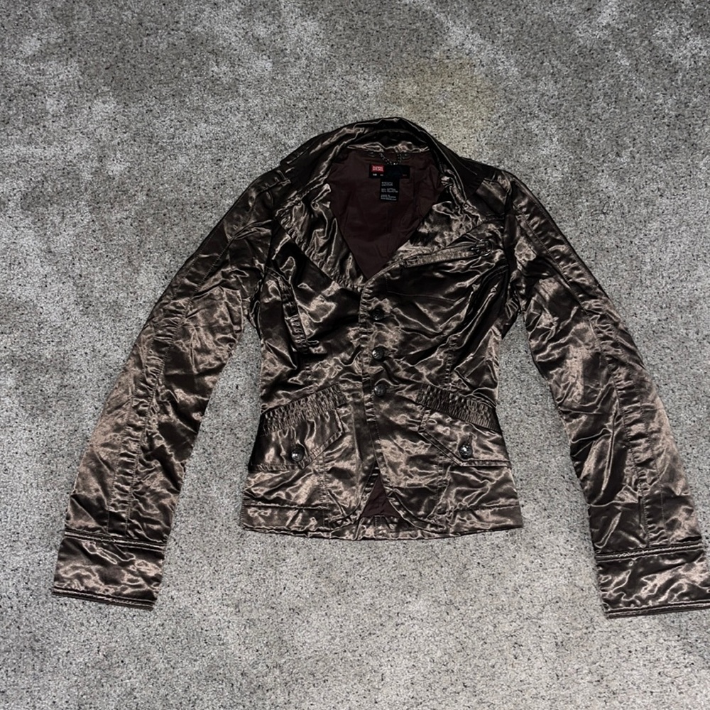 Diesel Polyester Jacket Brown XS